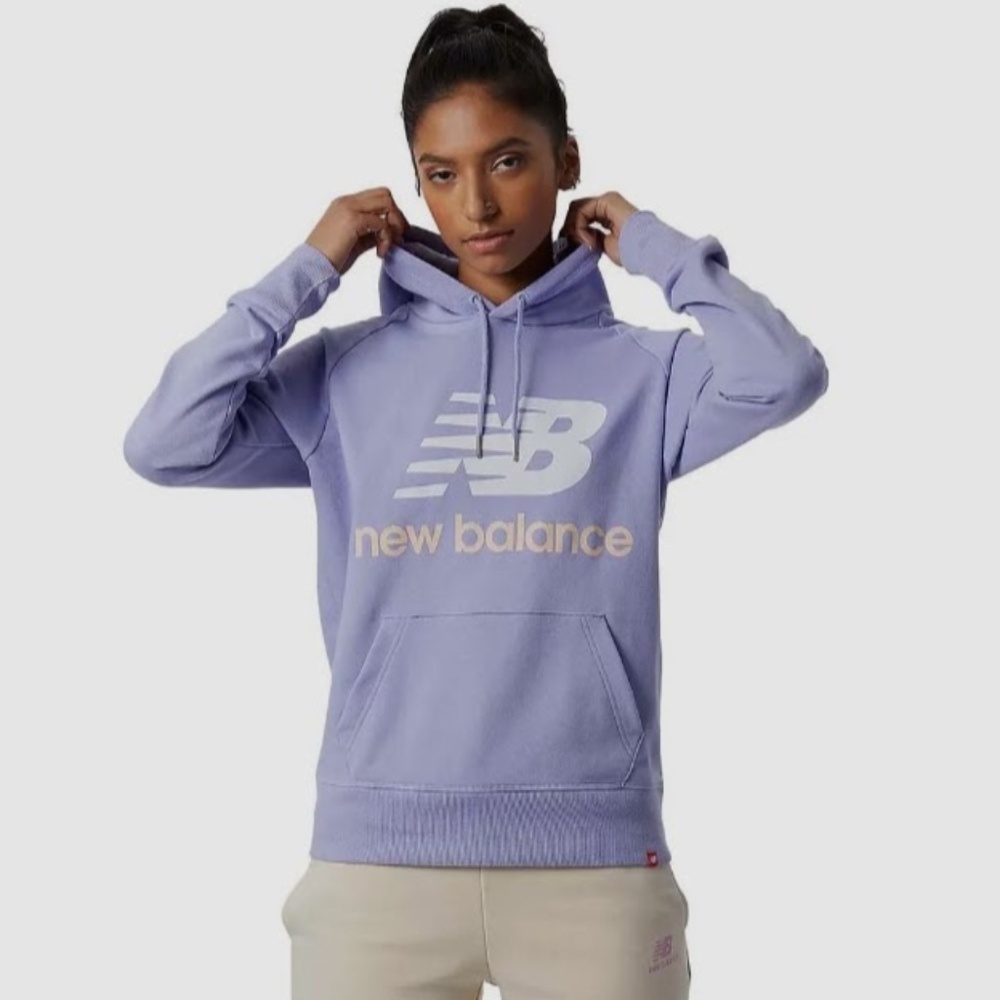 New Balance Essentials Pullover Hoodie lavender French Terry Size L NWT